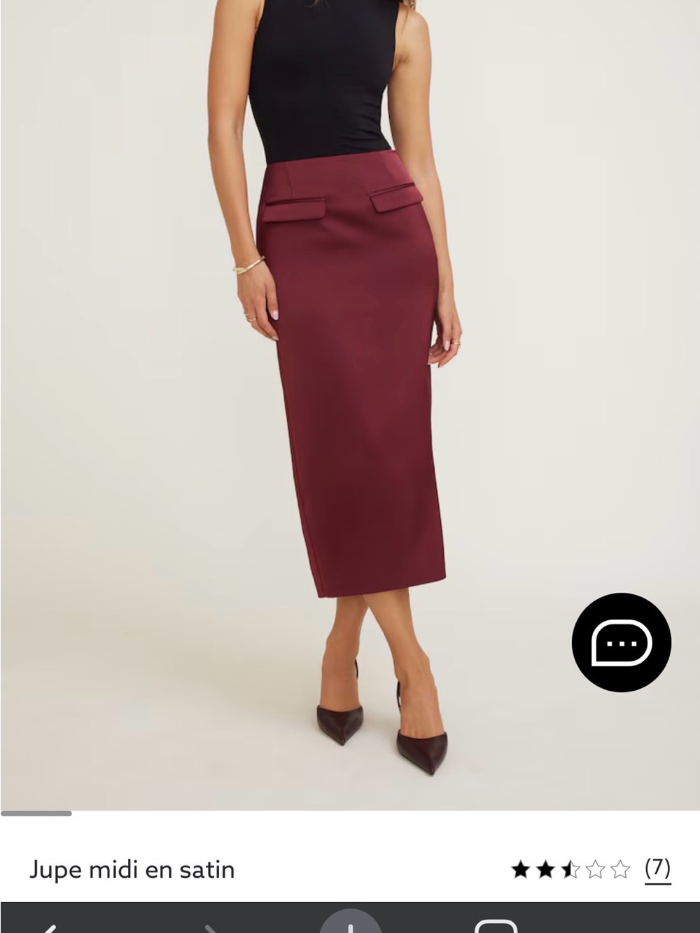 Satin Burgundy Midi Pencil Skirt